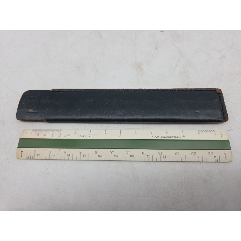 Vintage Keuffel & Esser Co K&E 6 Inch Pocket Ruler 1399W with Leather Case